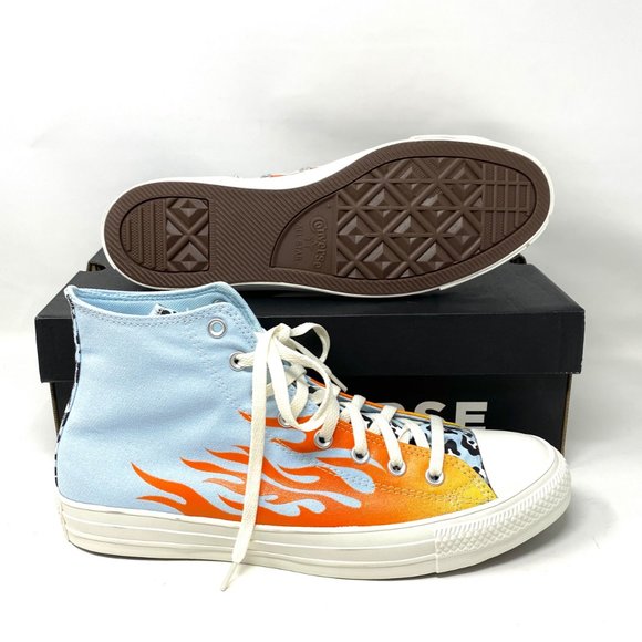 Converse Men's Size 167927C CTAS Patch High Top Canvas Agate Blue Orange Sneaker - Picture 2 of 10